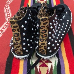 converse high-cut shoes with studs